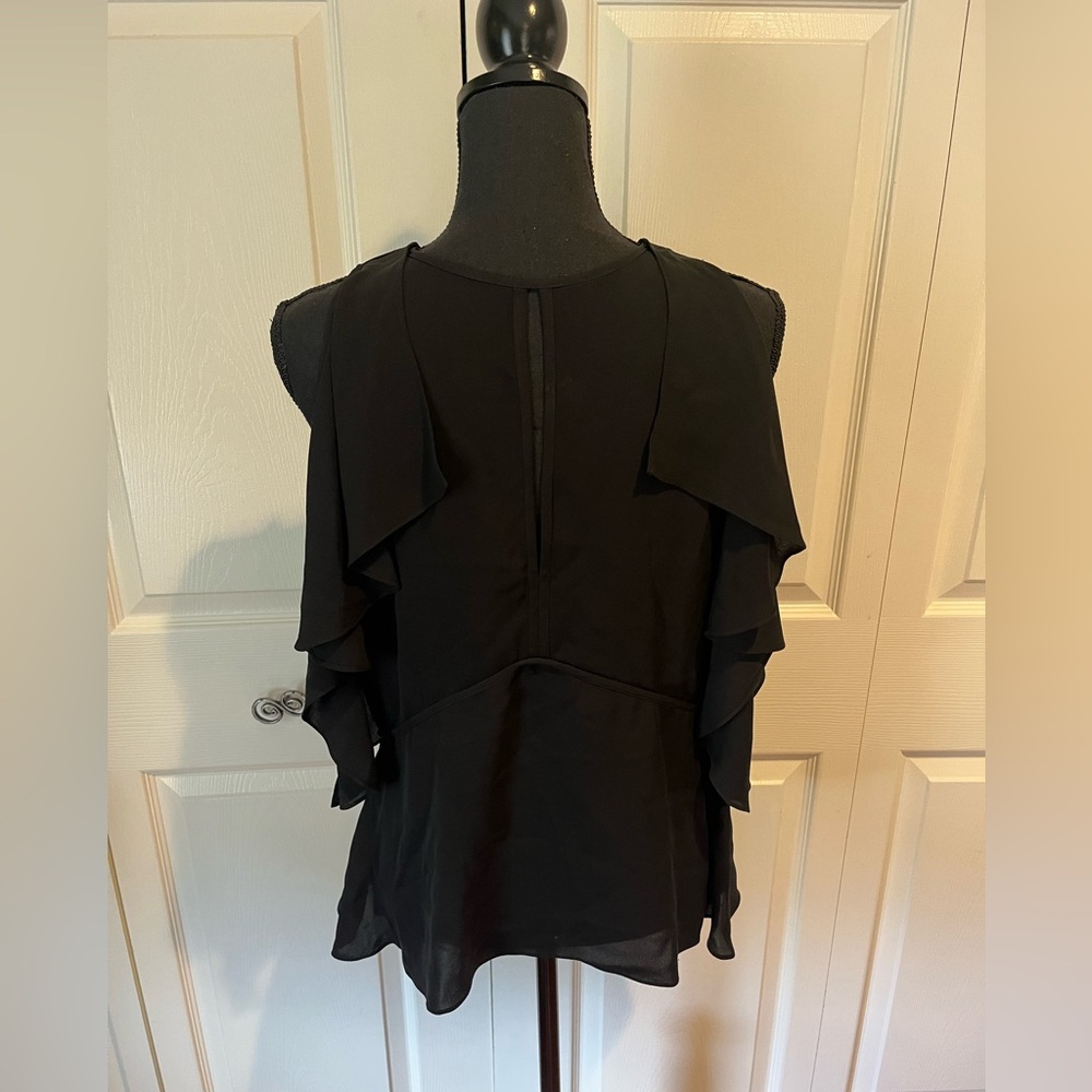 Theory black cold shoulder blouse - Picture 5 of 5